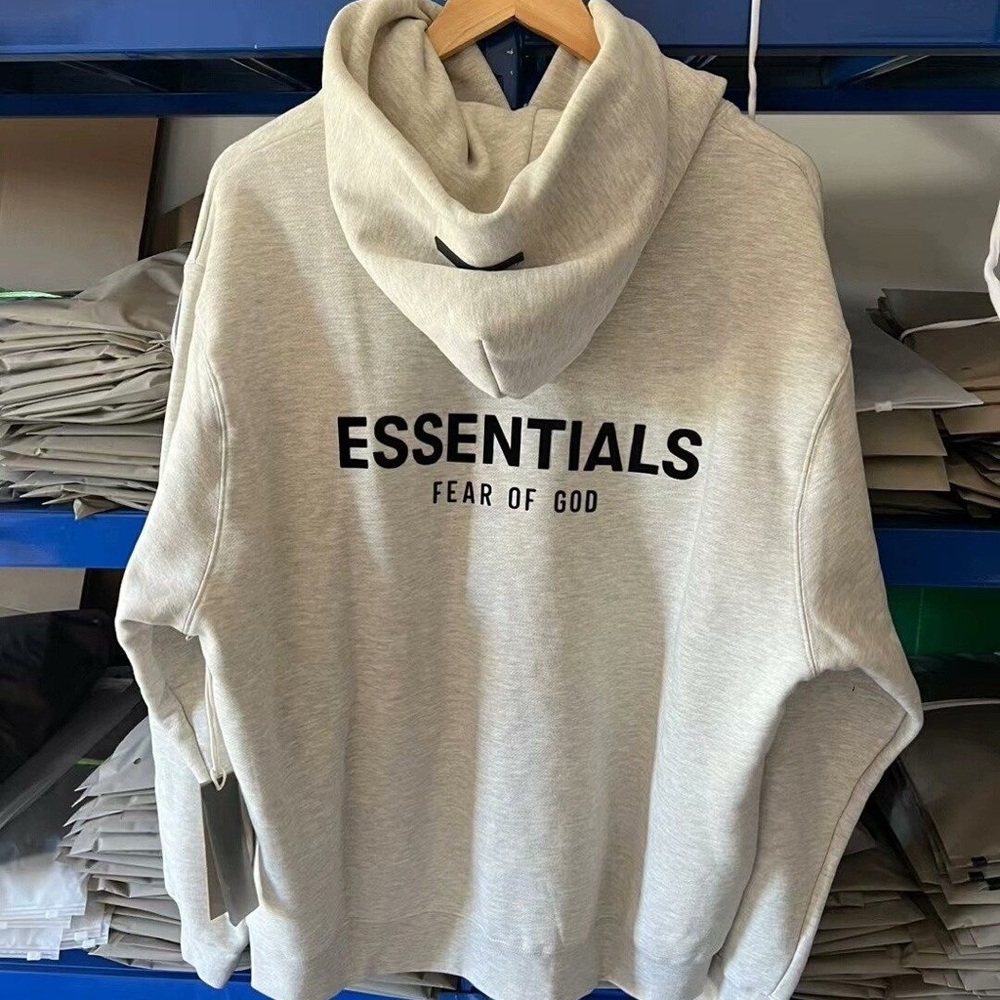 Essentials by Fear of God Hoodie in Light Beige with Black Logo